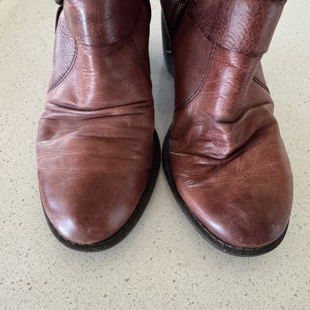 Naya Virtue Bordo Red Leather Ankle Boots Womens Size 6.5M Casual Zip Buckle - Picture 7 of 8